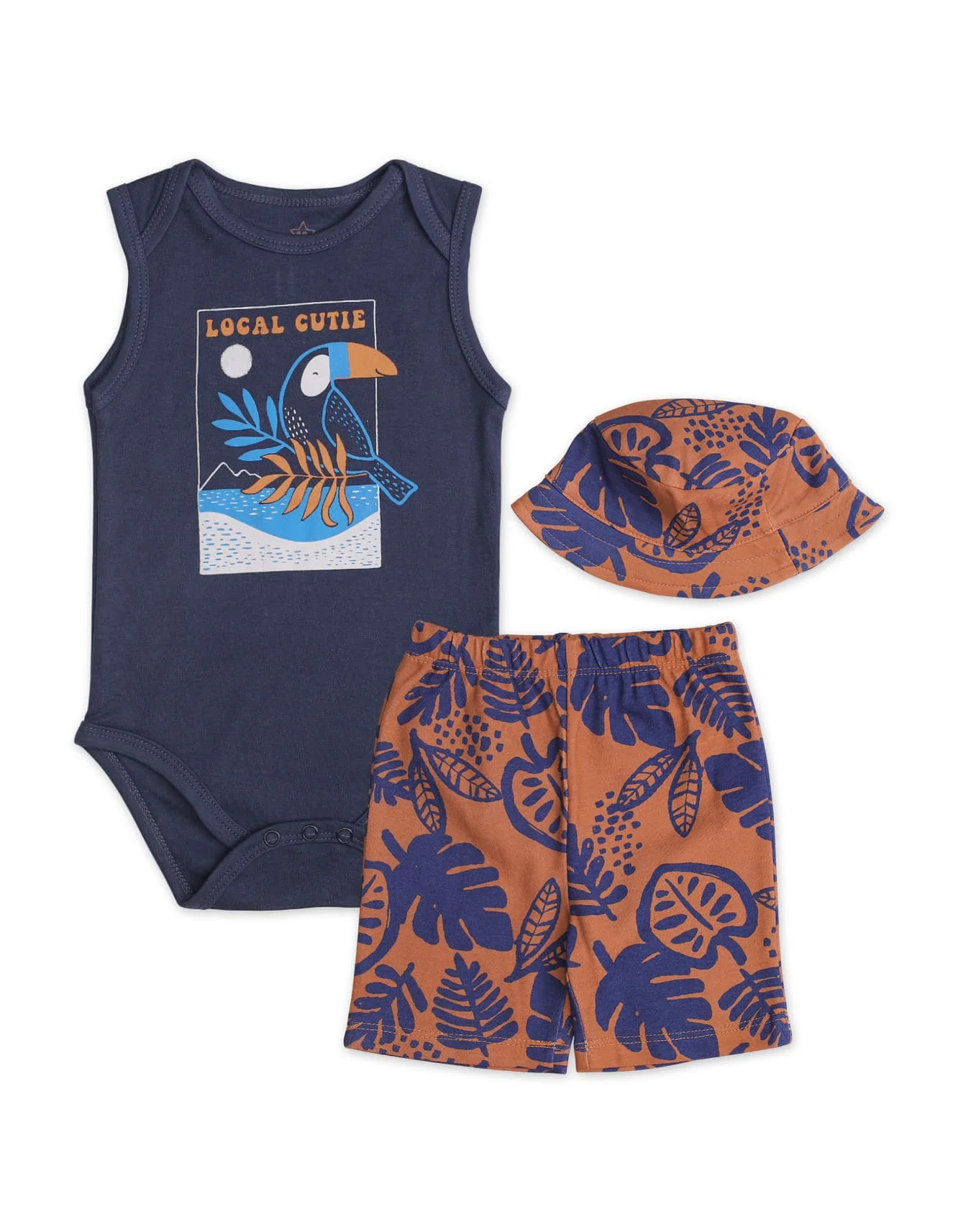 Zubaida's Rainforest 3 Pcs Bodysuit Set with a coordinating Hat