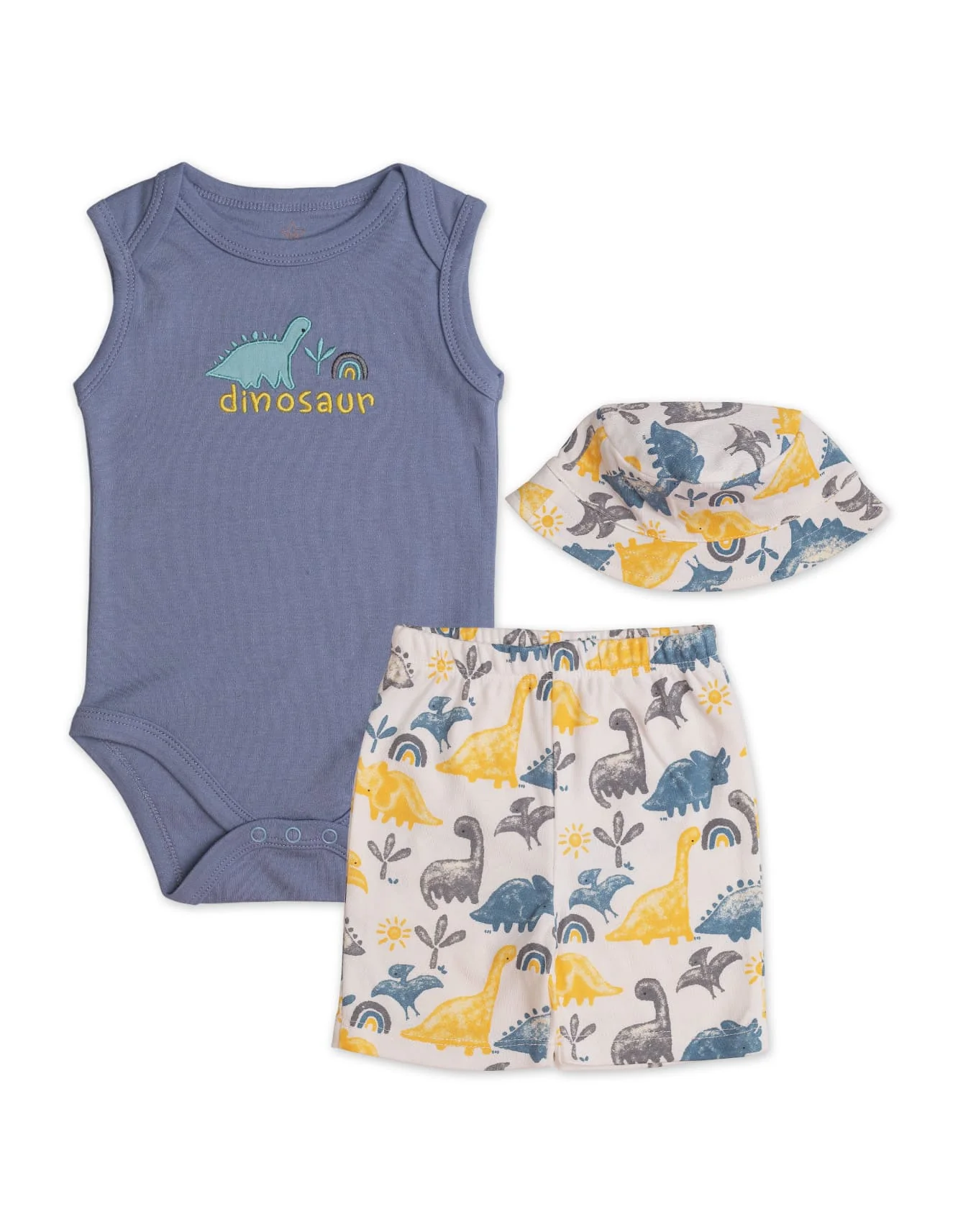Zubaida's Dino 3 Pcs Bodysuit Set with a coordinating Hat