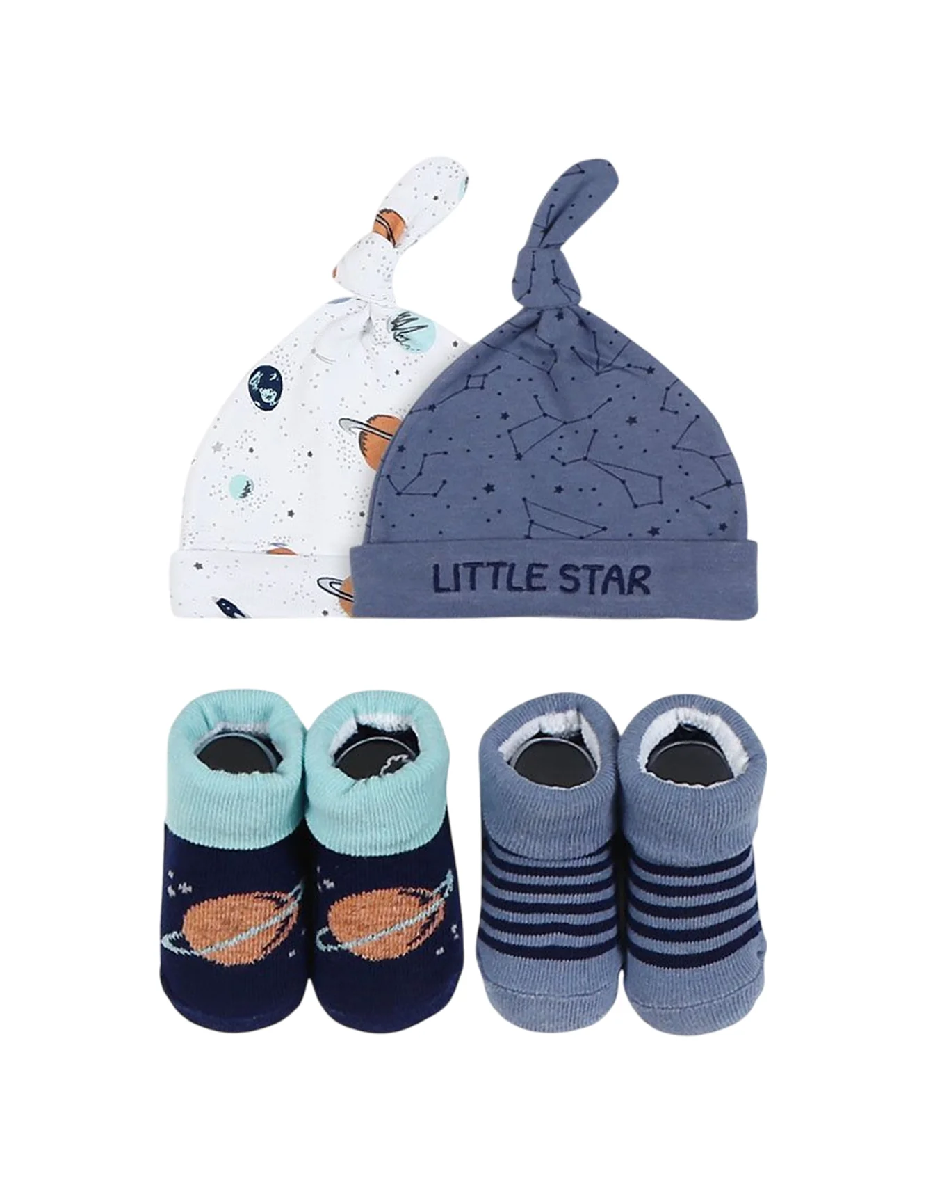 Zubaida's Coordinated Knotted Caps and Socks Set