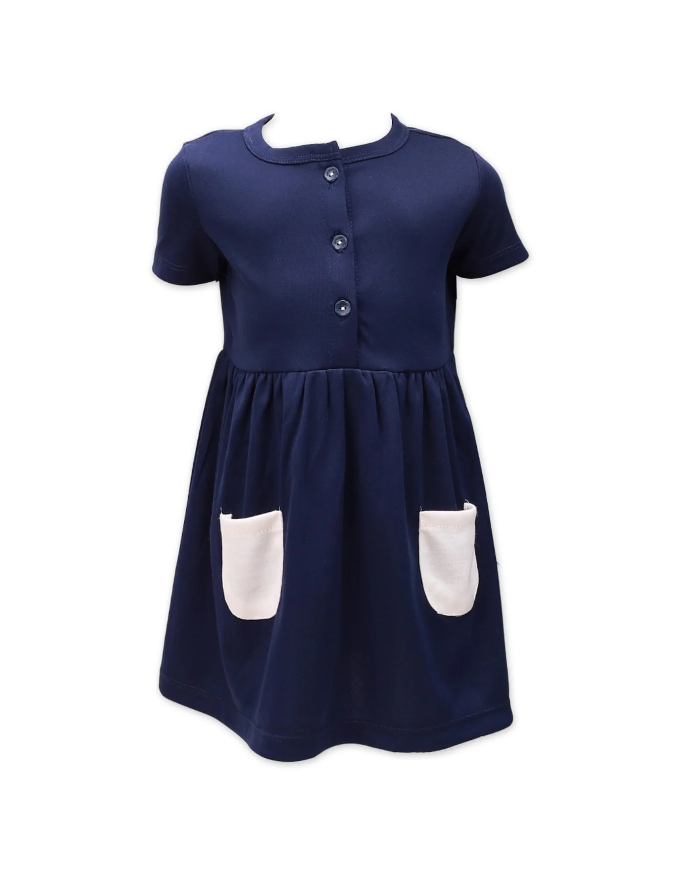 Zubaida's Short Sleeves Contrast Patch Pockets Dress