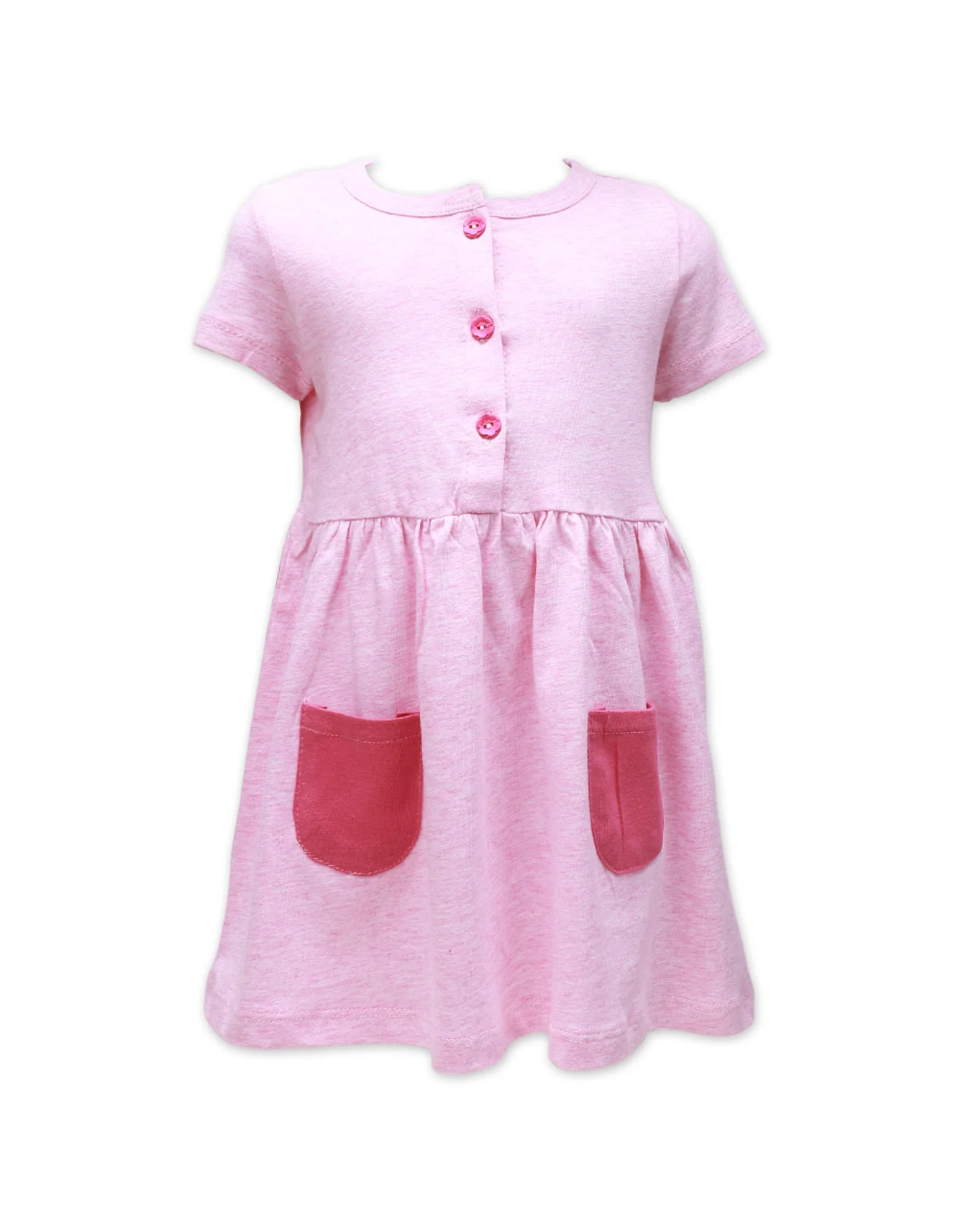 Zubaida's Short Sleeves Contrast Patch Pockets Dress