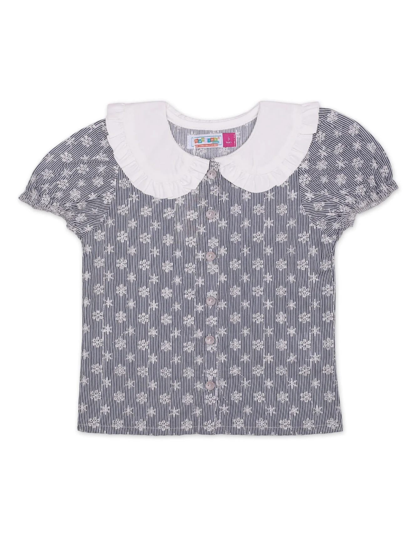 Zubaida's Ruffle Collar & Front Button-Down Top