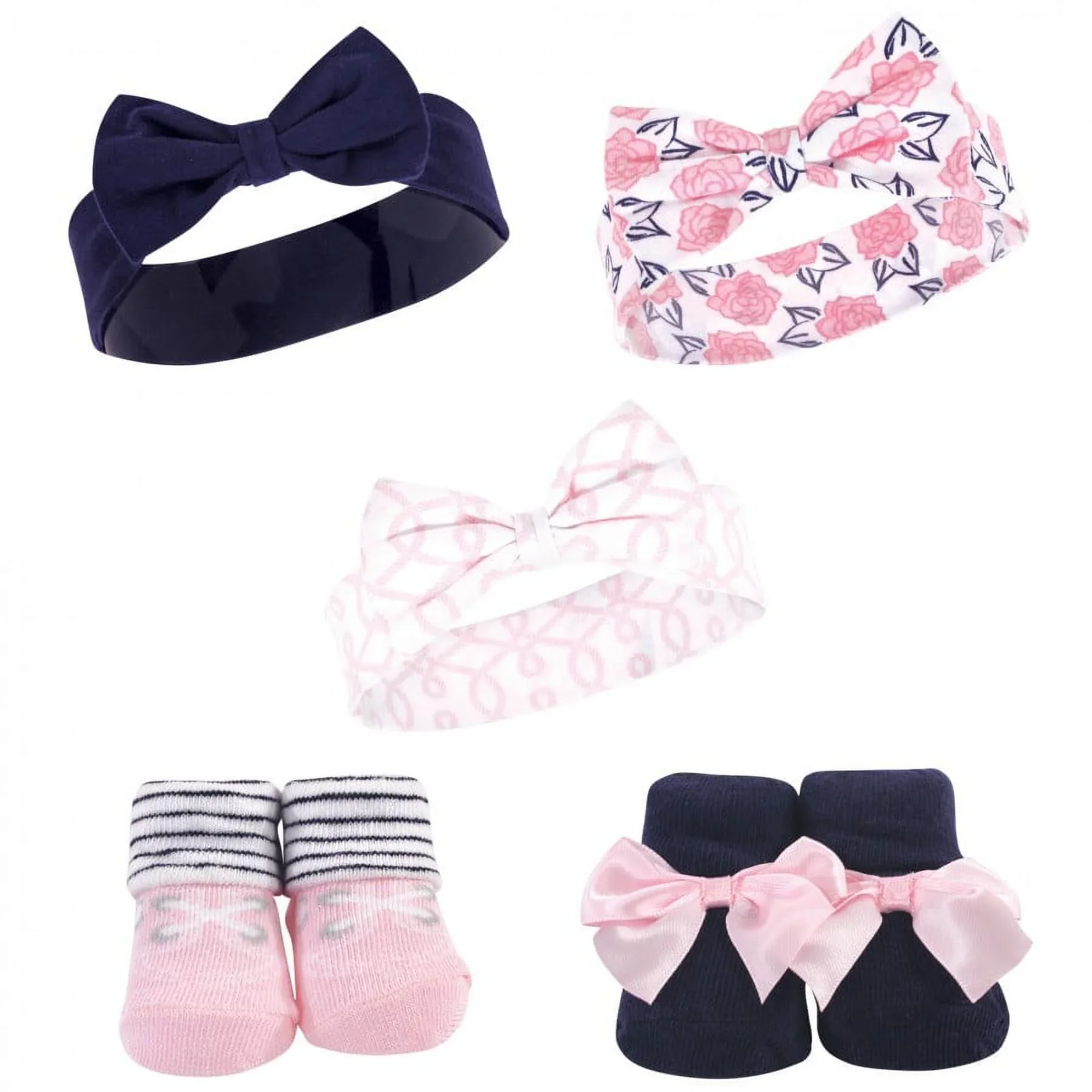 Zubaida's Adorable 5 Pcs Socks & Headbands Coordinated Set