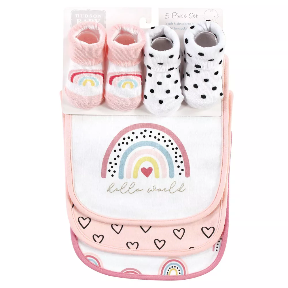 Zubaida's Adorable 5 Pcs Socks & Bibs Coordinated Set - Image 2