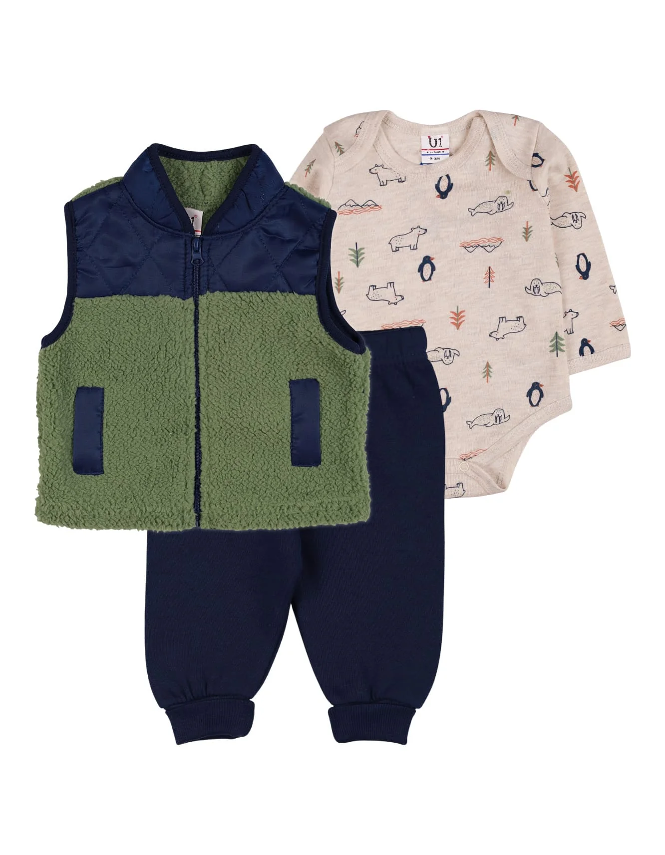 Zubaida's Bodysuit 3 Pcs Dinos Blue