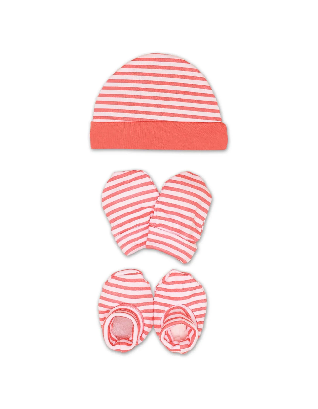Zubaida's Cap, Mitten & Booties Set Orange Teddy Theme