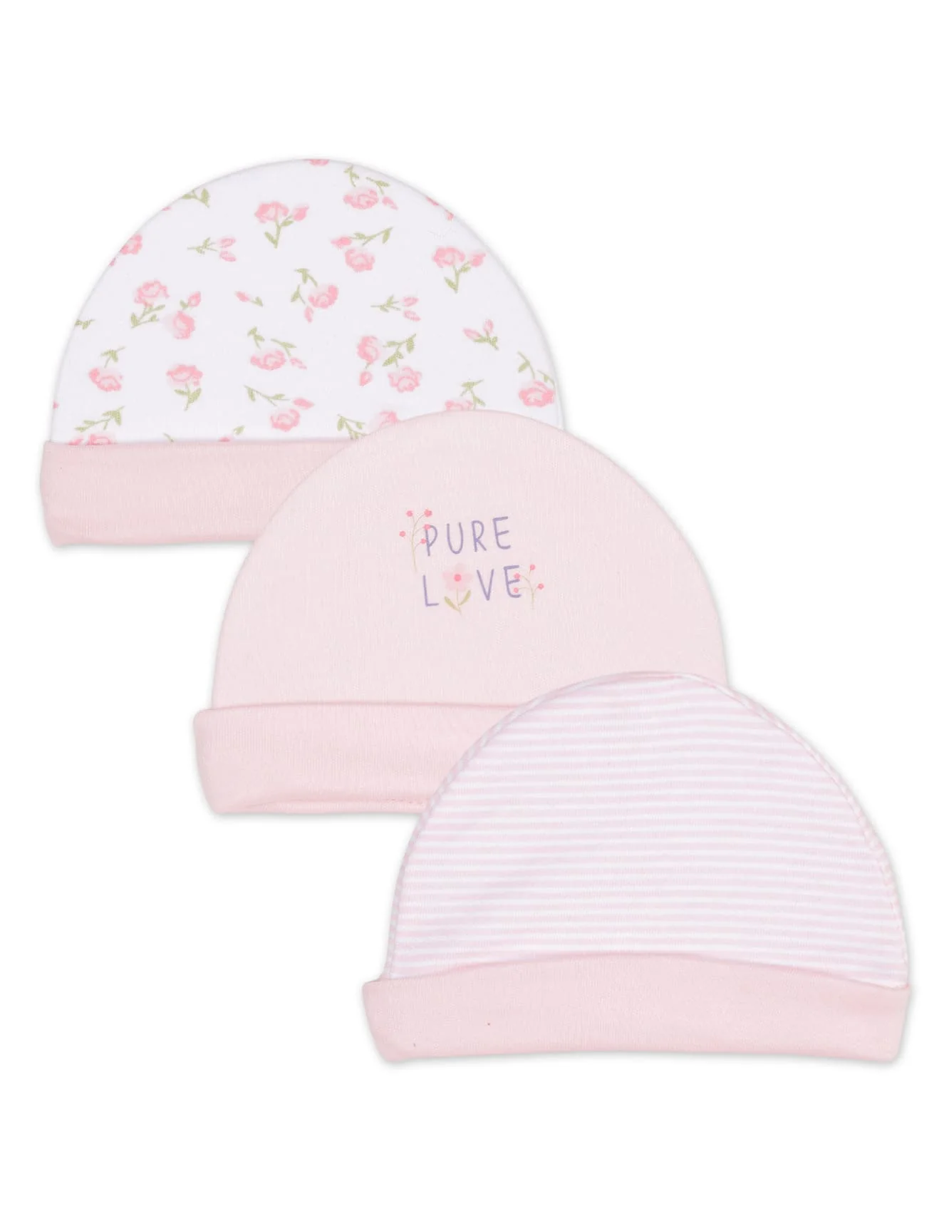 Zubaida's Caps Pack of 3 (Small) - Pink Floral Theme