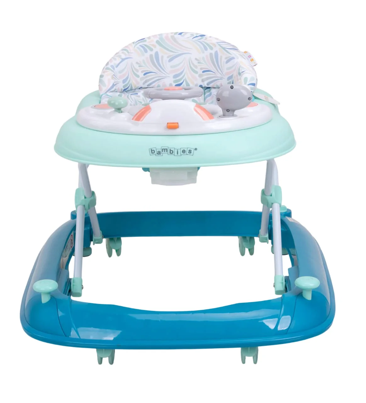 Zubaida's Deluxe Bambies® 4-in-1 Baby Walker with Detachable Activity Tray, Push-Behind, Padded Seat and Feeding Tray Functions