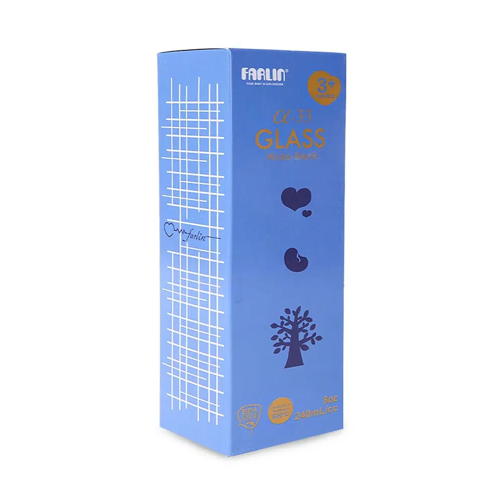 Zubaida's Farlin Wide-Neck Glass Feeding Bottle 240ml - Blue - AB-32014-02 - Image 3