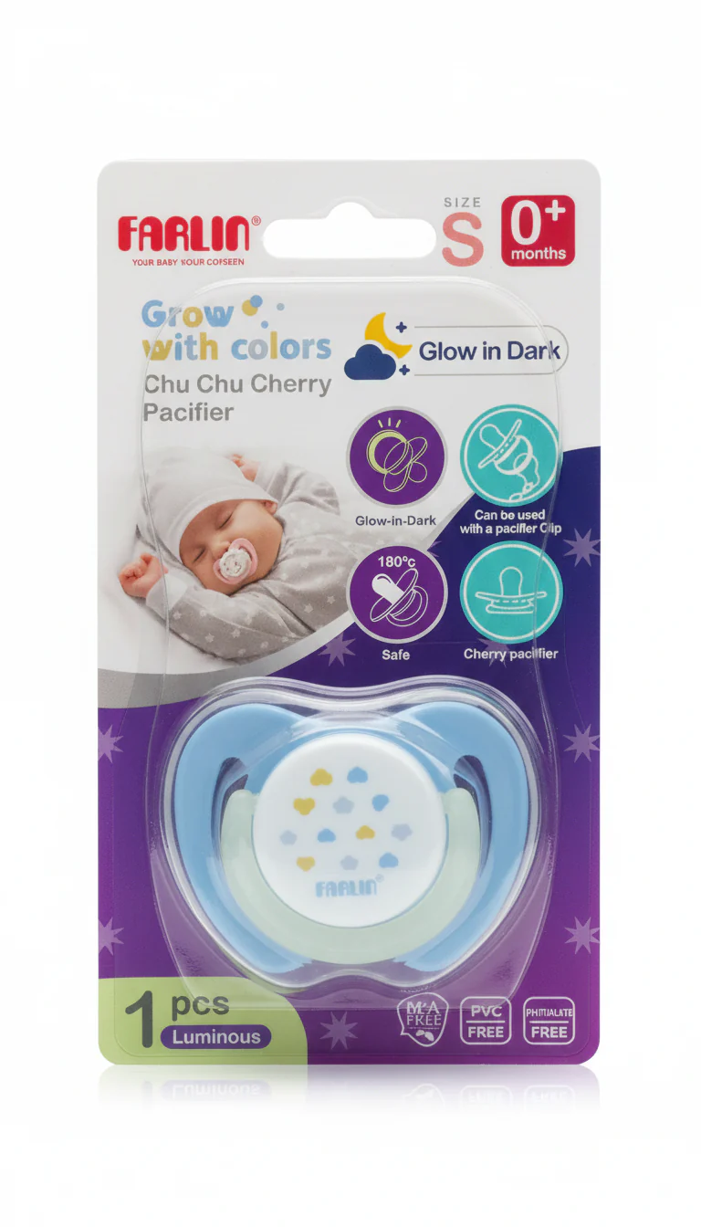 Zubaida's Farlin Newborn Glow-in-Dark Pacifier 0M+ Green - BA-10019-B - Image 2