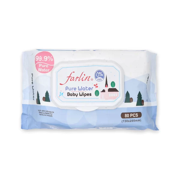 Zubaida's Farlin Pure Water Baby Wipes 80 Pcs Flip Top - CE-21001-1B