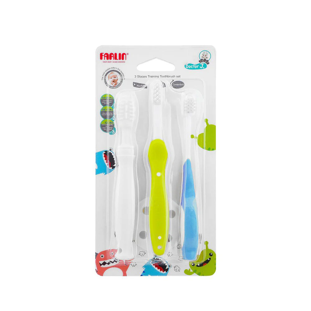 Zubaida's Farlin Three Stages Tooth Brush Set - Blue - BF-118A