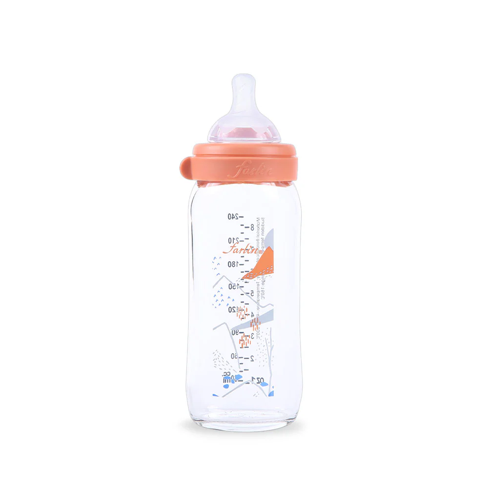 Zubaida's Farlin Wide Neck Glass Feeder 240ml - Orange - AB-32012 - Image 3
