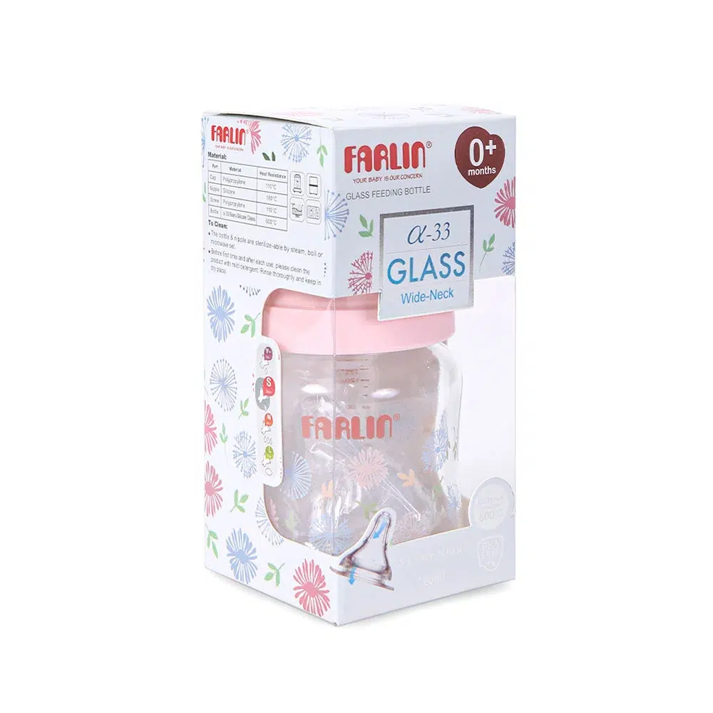 Zubaida's Farlin Wide-Neck Glass Feeding Bottle 120ml - AB-32005-G - Image 3