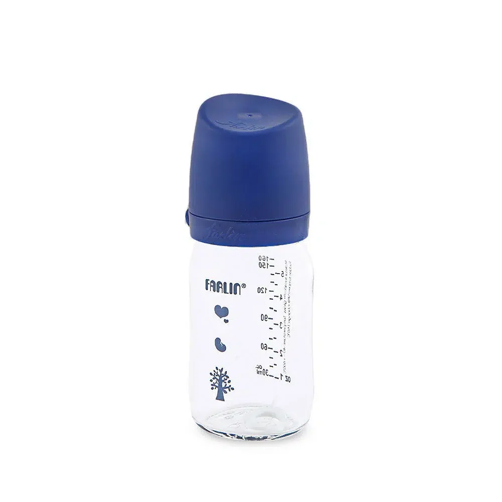 Zubaida's Farlin Wide-Neck Glass Feeding Bottle 160ml - Blue - AB-32013-02
