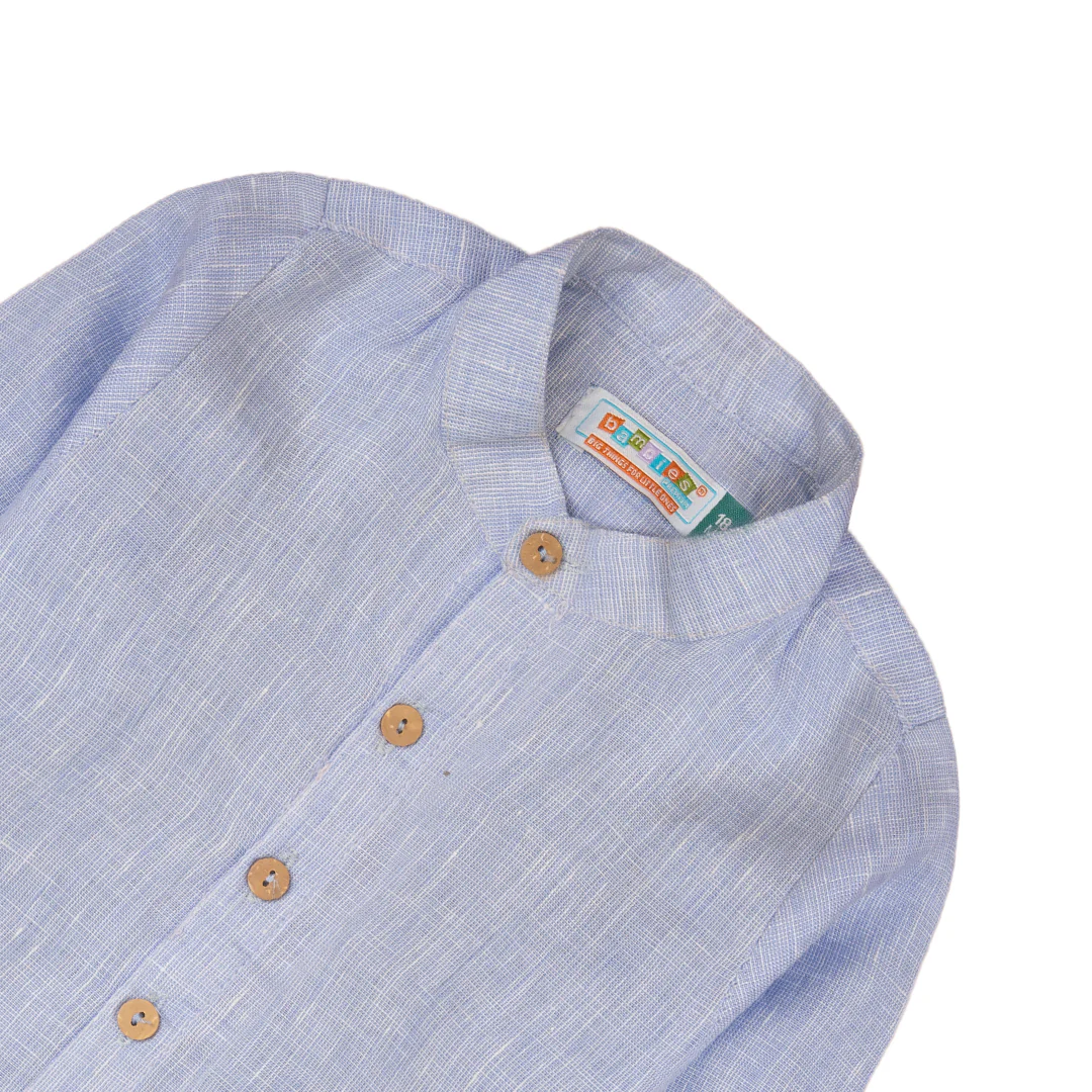 Zubaida's Light Blue Linen Button Down Shirt - Image 2