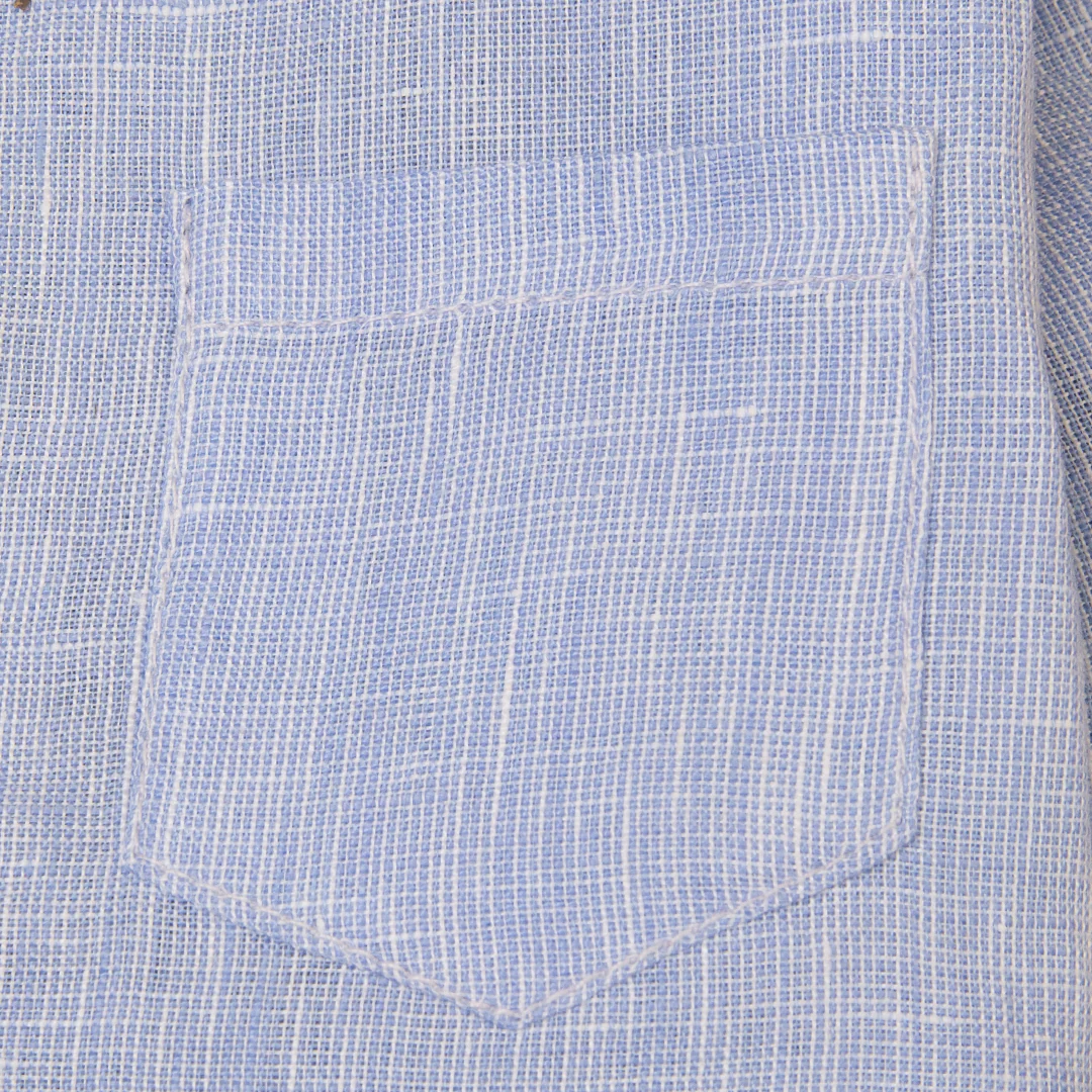 Zubaida's Light Blue Linen Button Down Shirt - Image 3
