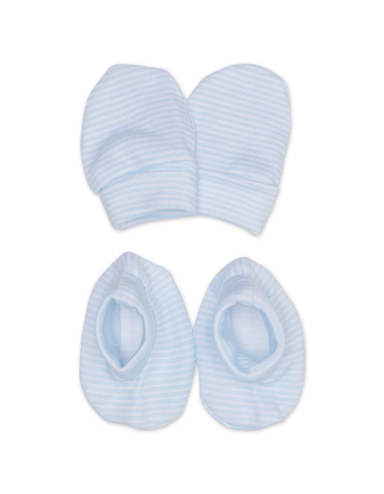 Zubaida's Mittens & Booties Set Striped - Clouds Theme