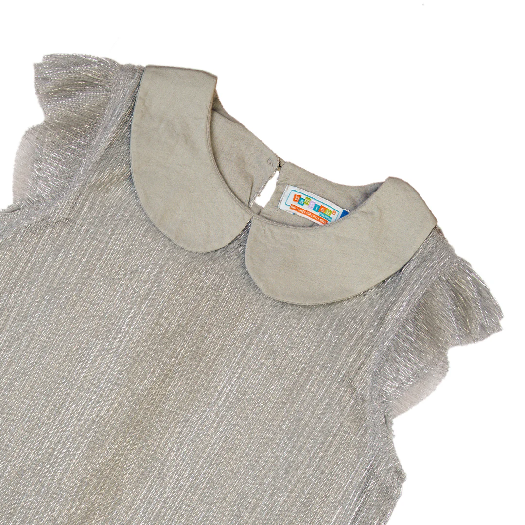 Zubaida's Silver Shimmer Peter Pan Collar Dress - Image 2