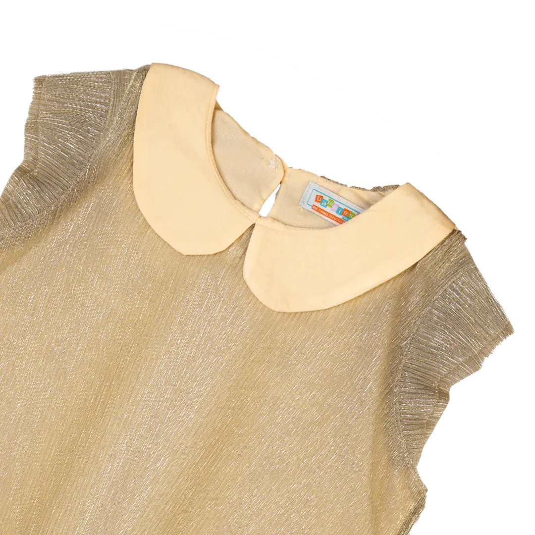 Zubaida's Golden Shimmer Peter Pan Collar Dress - Image 2