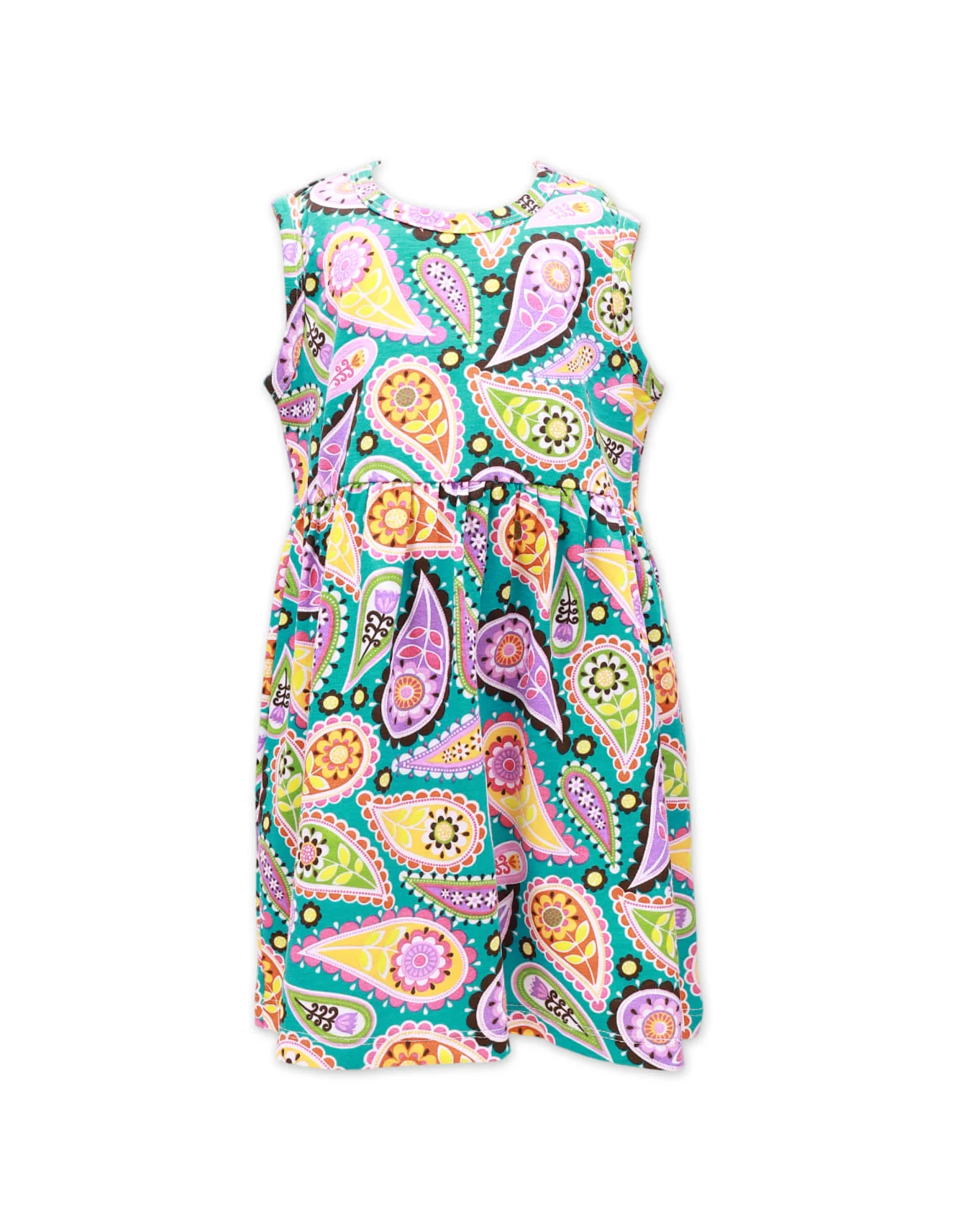 Zubaida's Sleeveless Bright, Bold and Full of Charm Paisley Dress