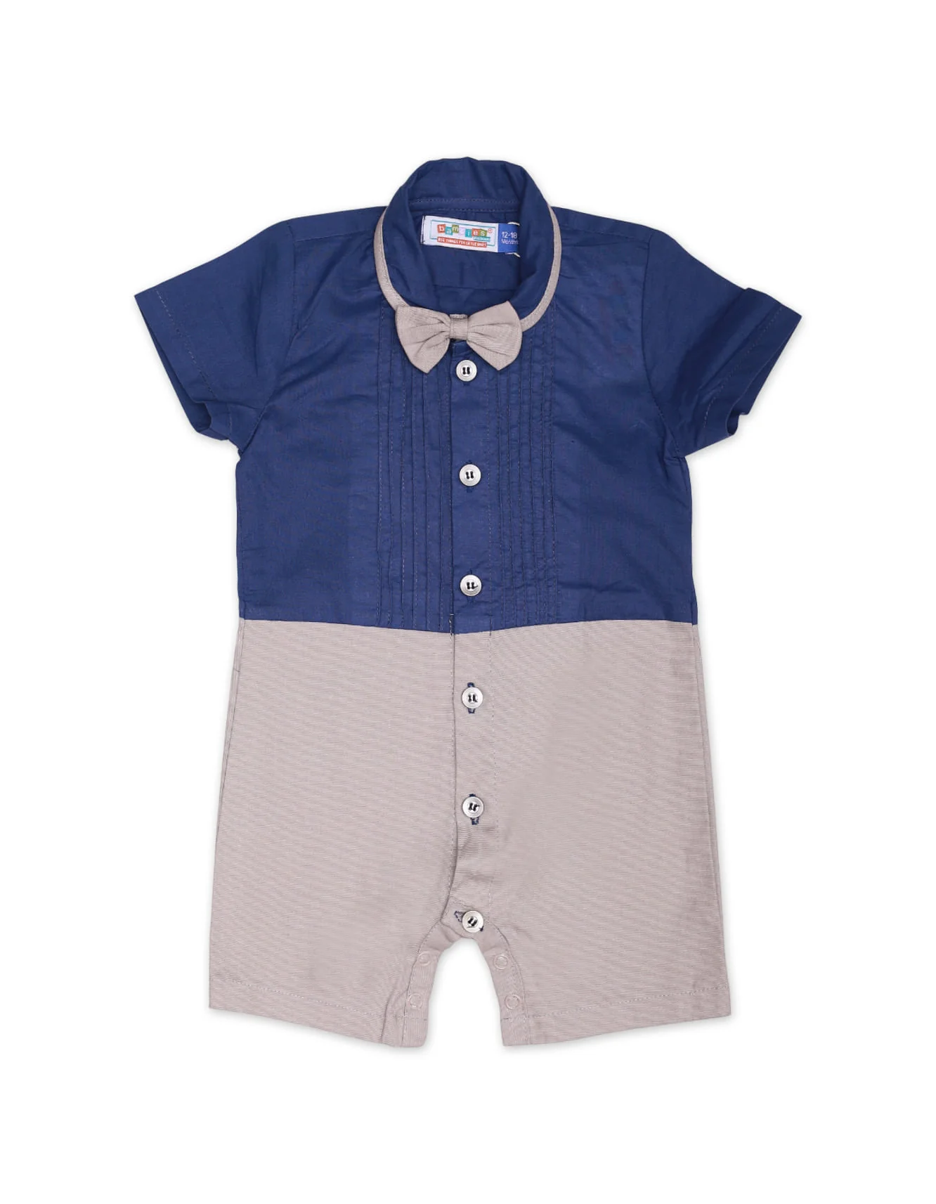 Zubaida's Pleated Formal Romper with Bowtie