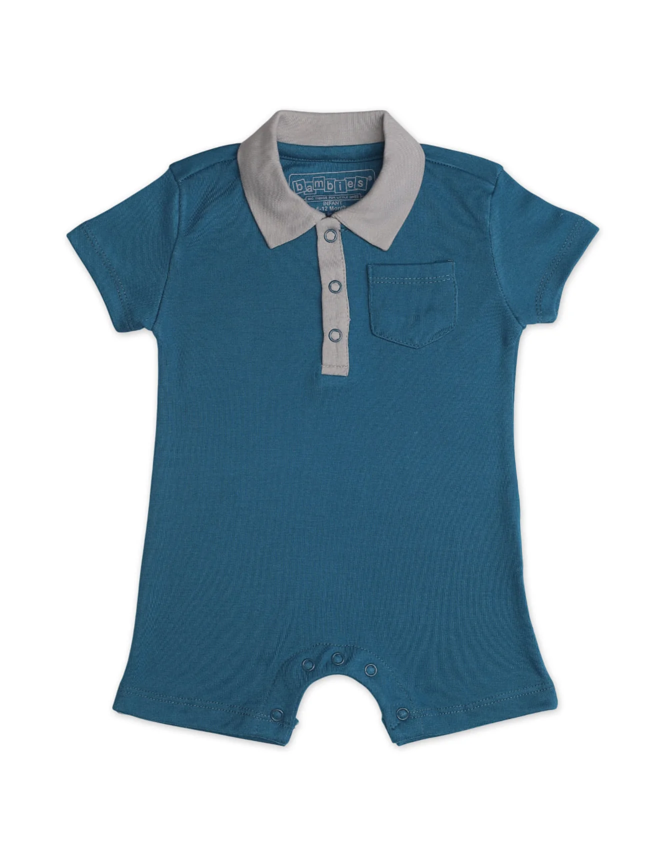 Zubaida's Soft & Breathable Front Pocket Short-Sleeves Polo Romper