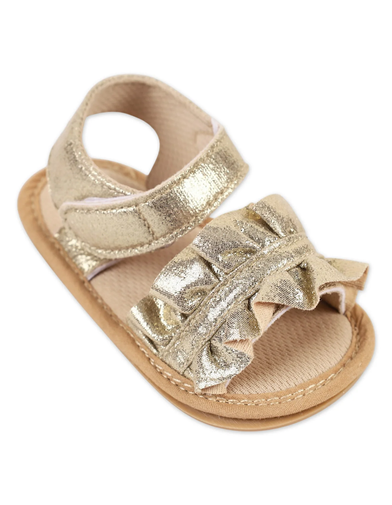 Zubaida's Sophisticated Gold Ruffle Sandals - Image 3