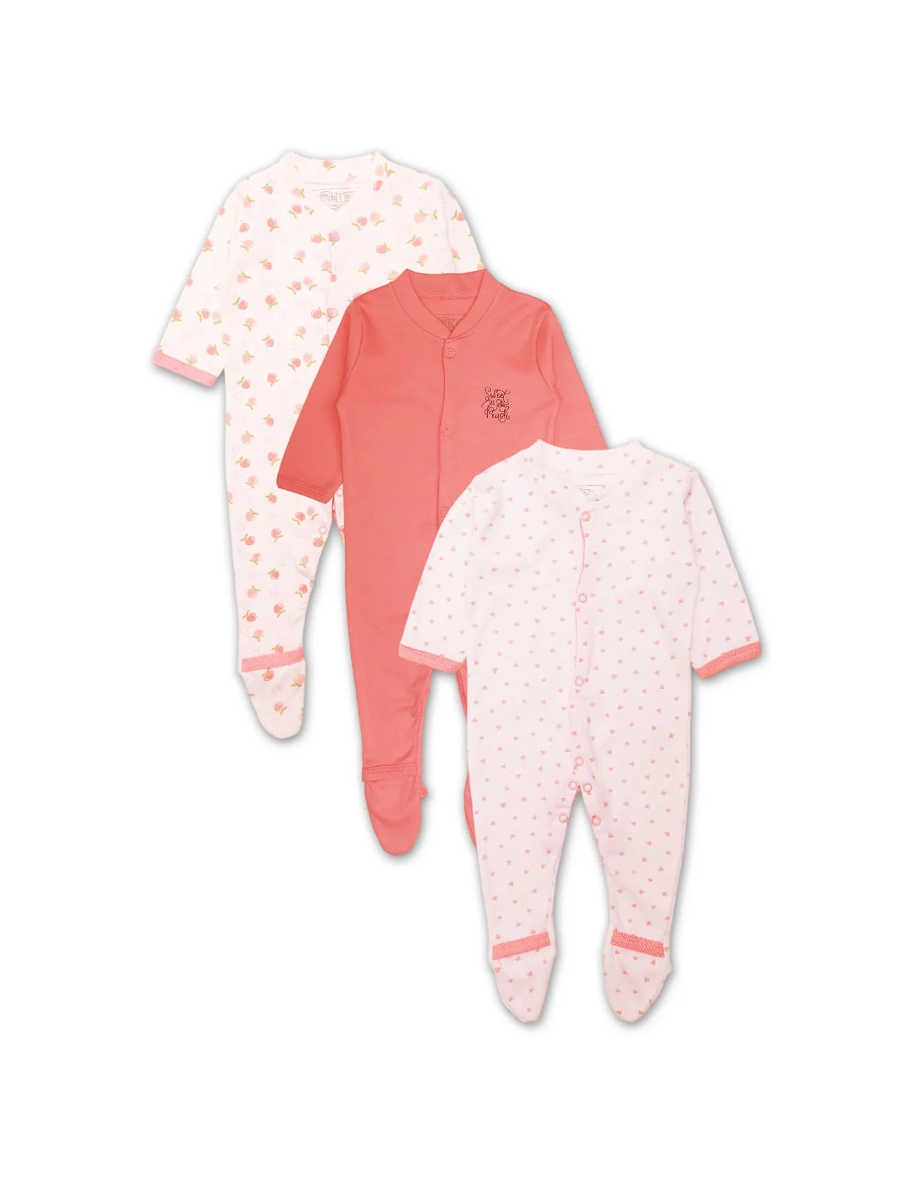 Zubaida's Sleep Suit Set Peach Fruity Theme