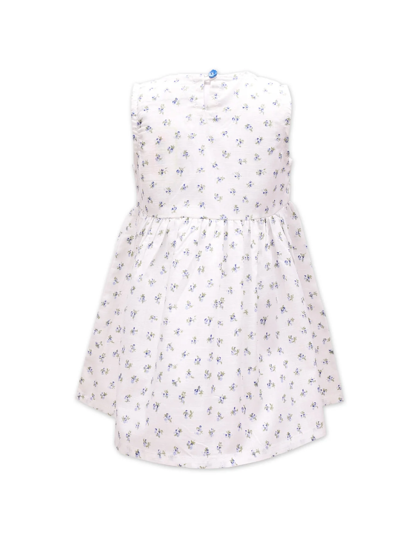 Zubaida's Sleeveless White Ditsy Floral Wrap Dress - Image 2