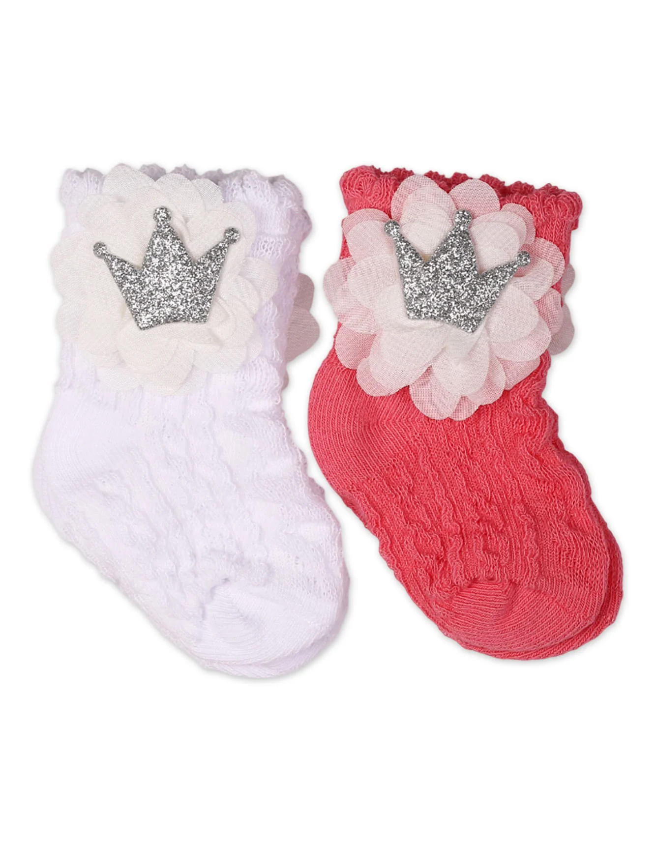 Zubaida's 2 Pairs Royal Charm Embellished Ruffle Socks