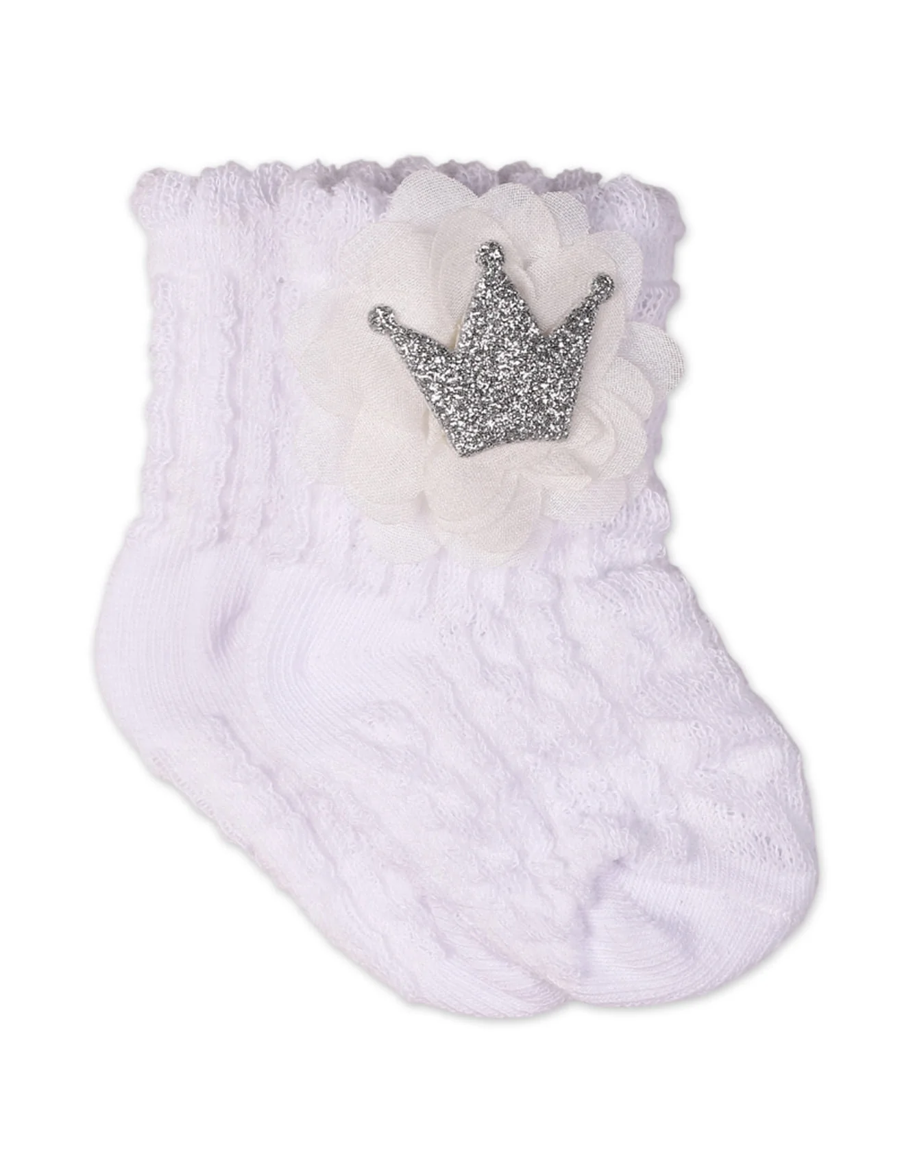 Zubaida's 2 Pairs Royal Charm Embellished Ruffle Socks - Image 2