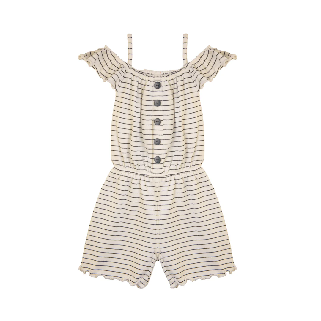 Zubaida's Chic Striped Cold-Shoulder Jumpsuit