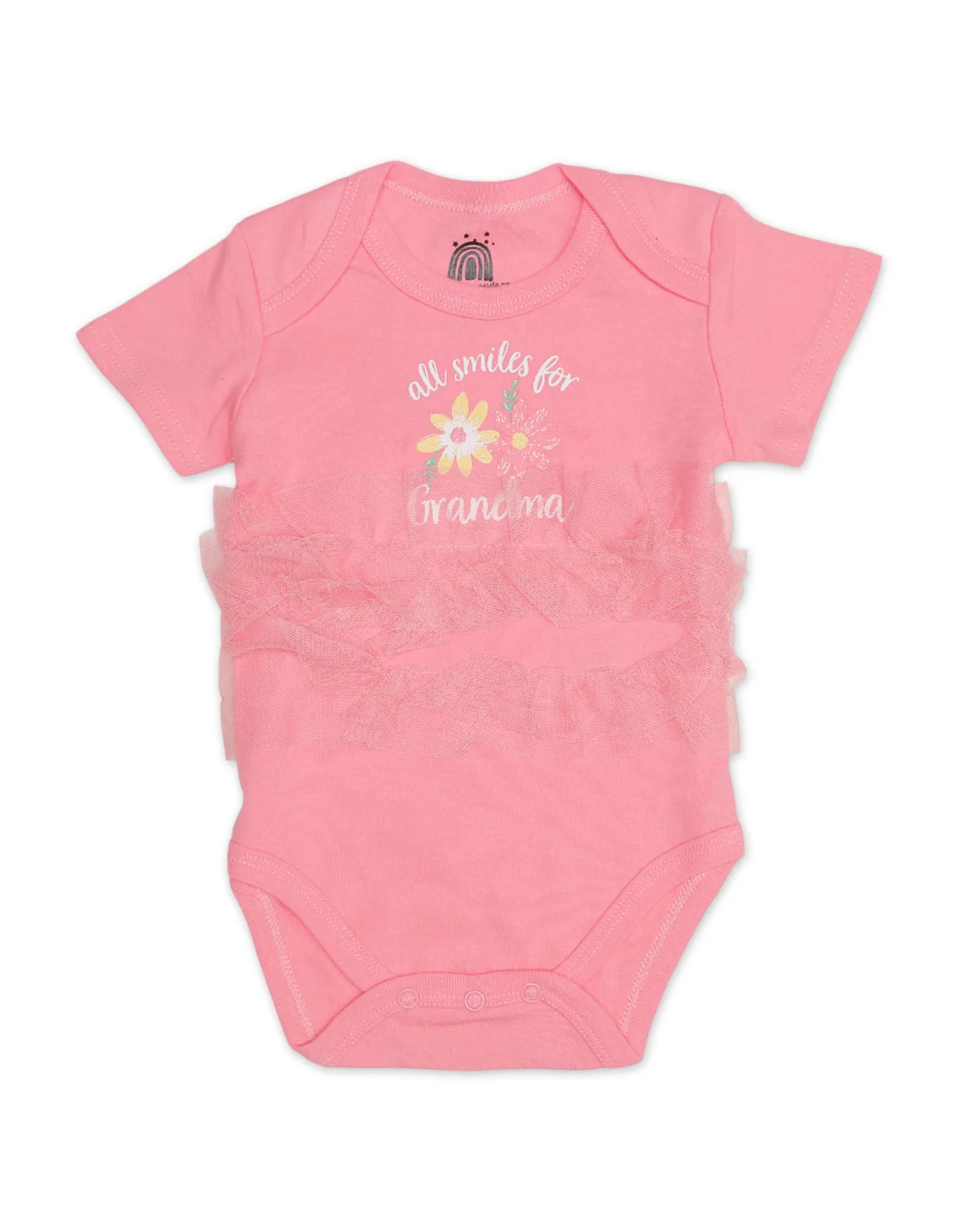 Zubaida's Floral 3 Pcs Bodysuit Set with a coordinating Headband - Image 2
