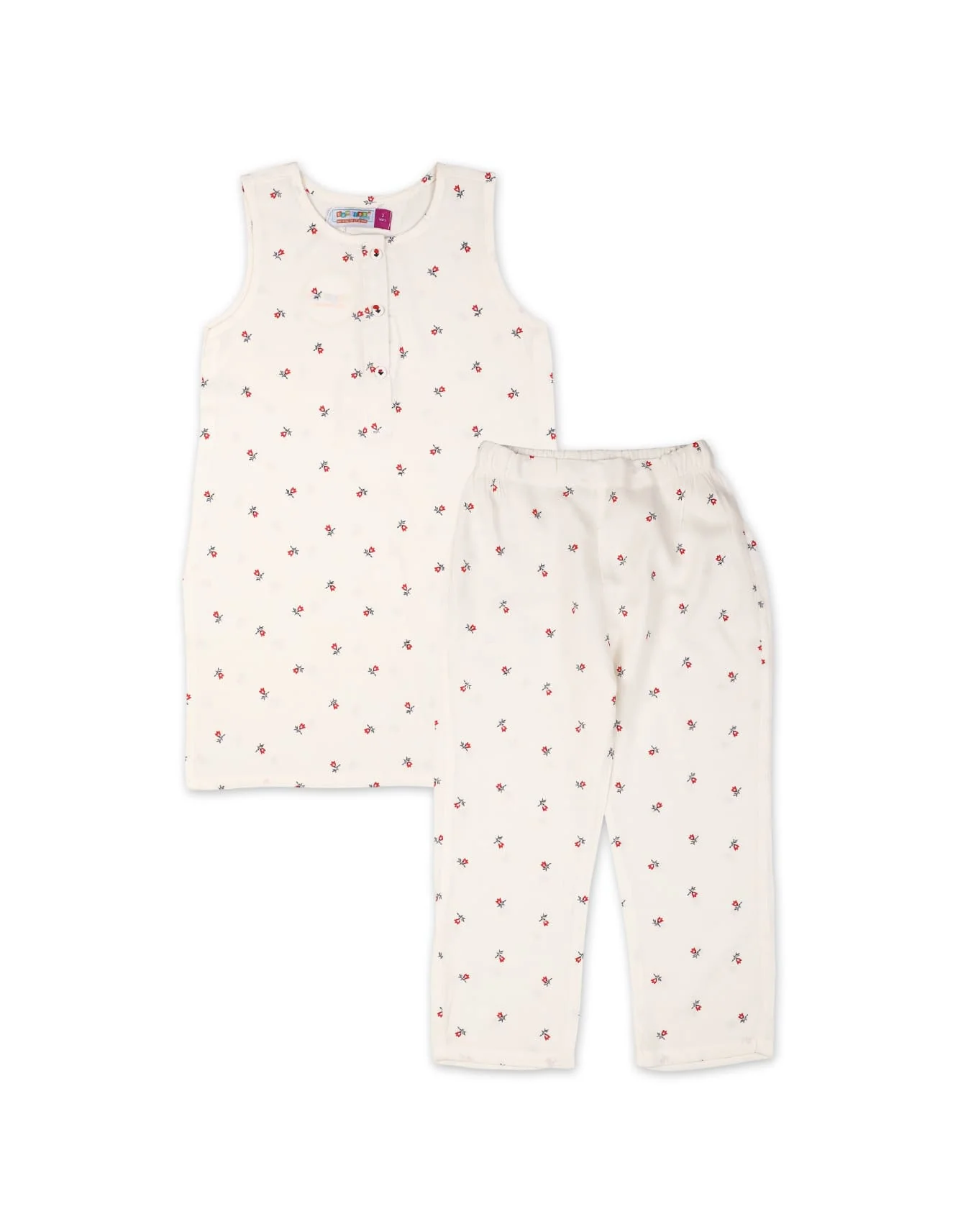Zubaida's Sleeveless "Crimson Blossom Slumber" Co-Ord Set