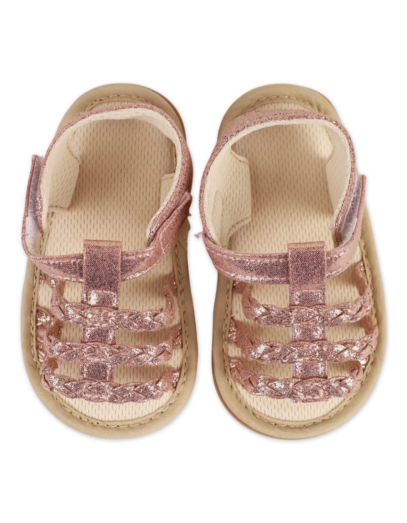 Zubaida's Tiny Toes Rose Gold Glitter Braided Sandals - Image 2