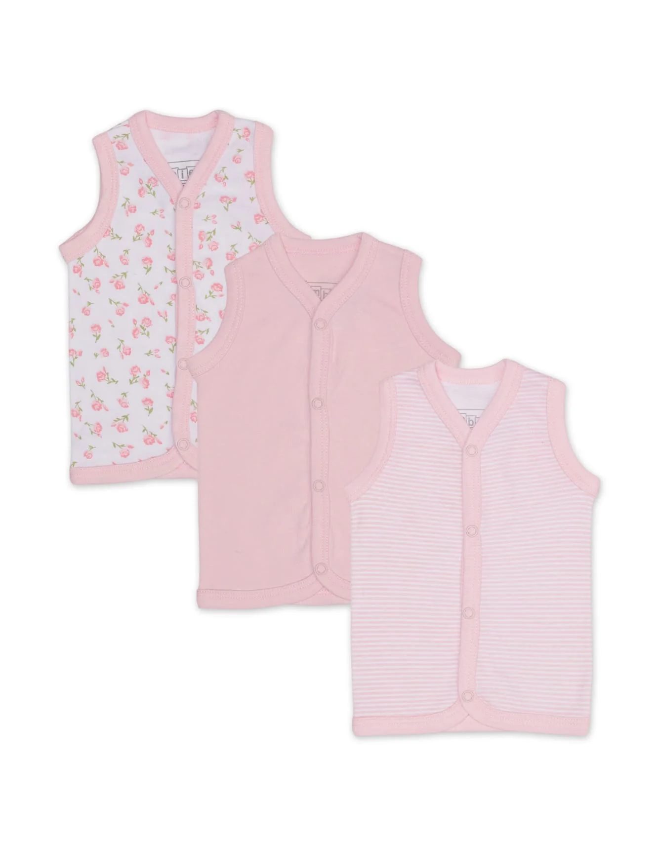 Zubaida's Vest Pack of 3 - Pink Floral Theme