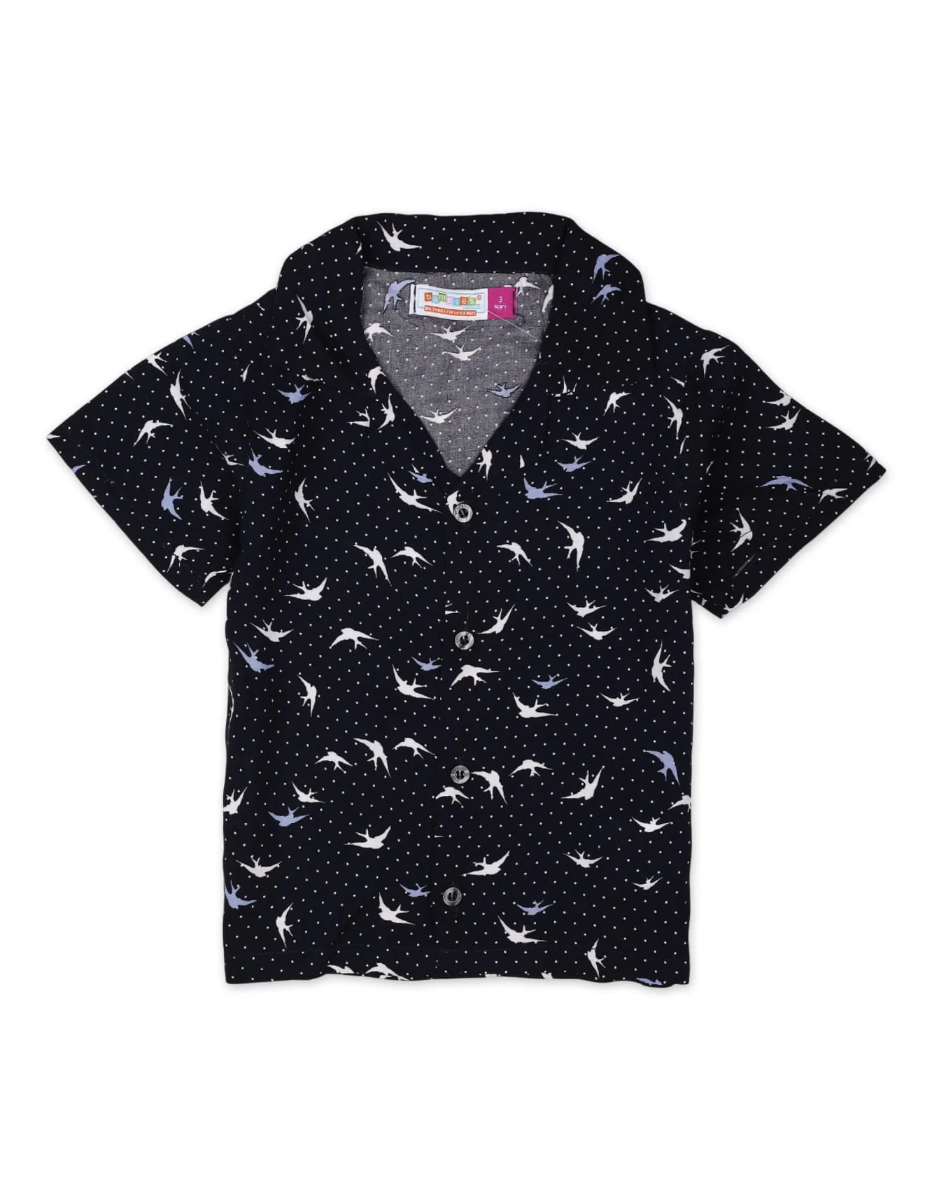Zubaida's Vibrant "Dots & Swallows" Button-Down Shirt