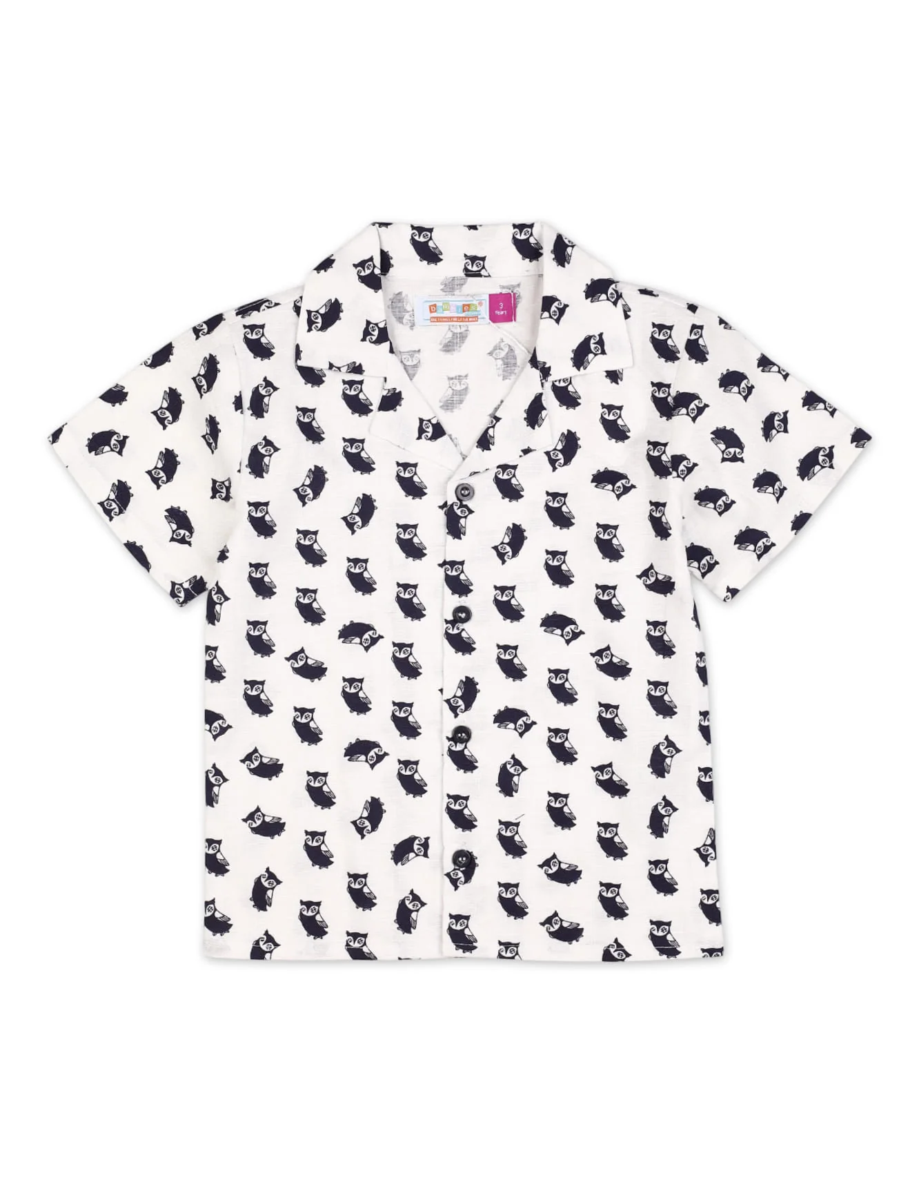 Zubaida's Vibrant "Wise Owls" Button-Down Shirt
