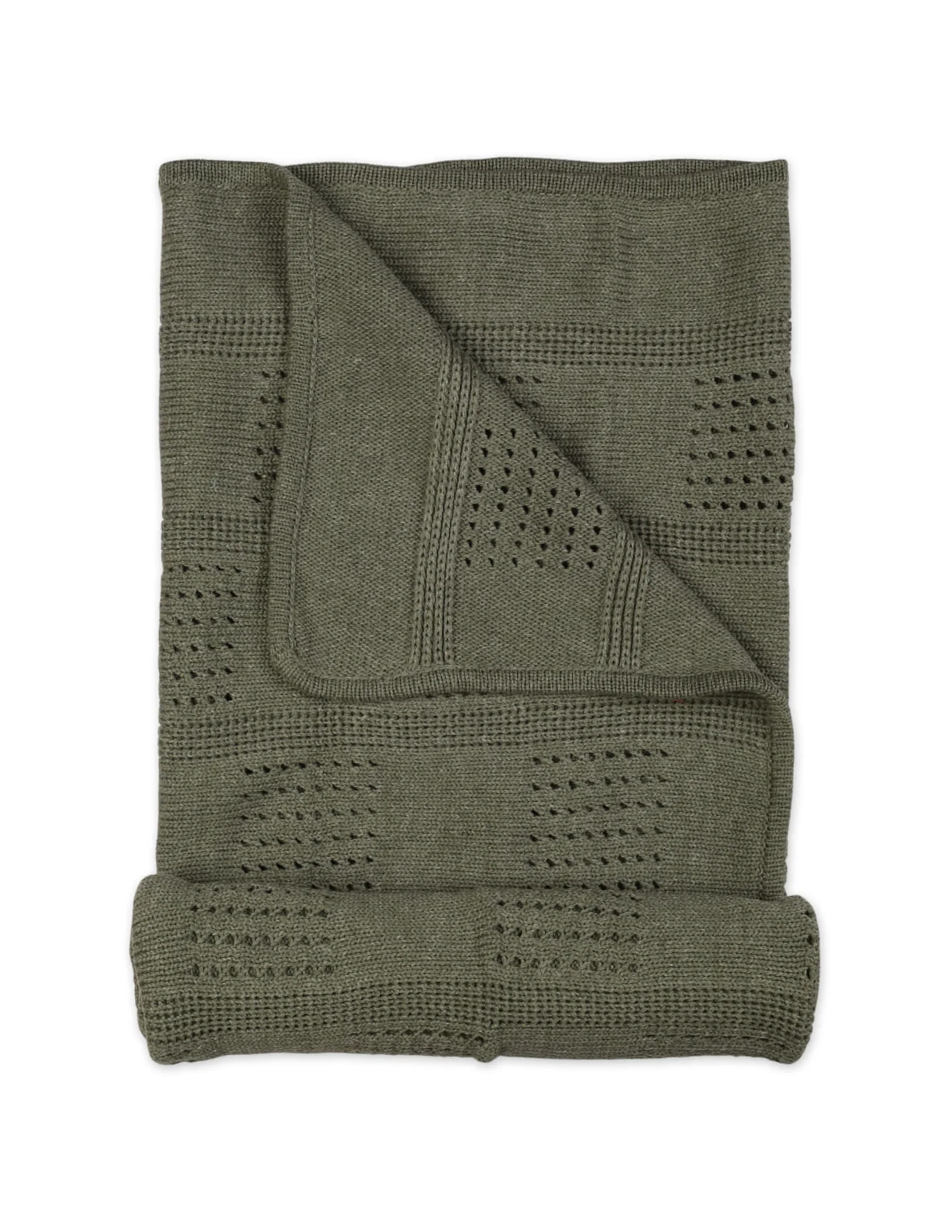 Multi-Purpose Woolen Baby Blanket Olive Green at Zubaidas Official™ Pakistan - Image 2